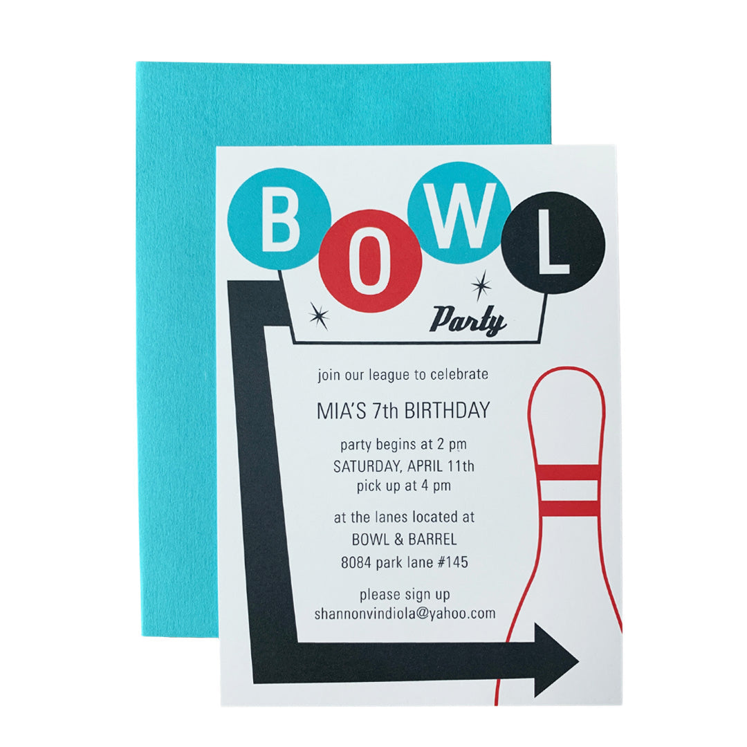 Retro Bowling Sign Invitations Digital, Yozo Studio
